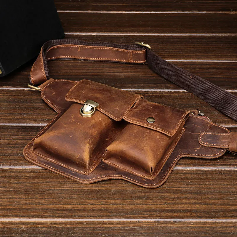 MAHEU мужская кожаная поясная сумка винтажный из натуральной кожи маленький мужской поясная сумка на талию с плечевым ремнем для телефона