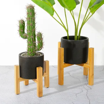

Home Flower Stand Standing Balcony Bamboo Wood Bonsai Holder With Foot Pad Modern Flower Pot Shelf Home Office Decoration