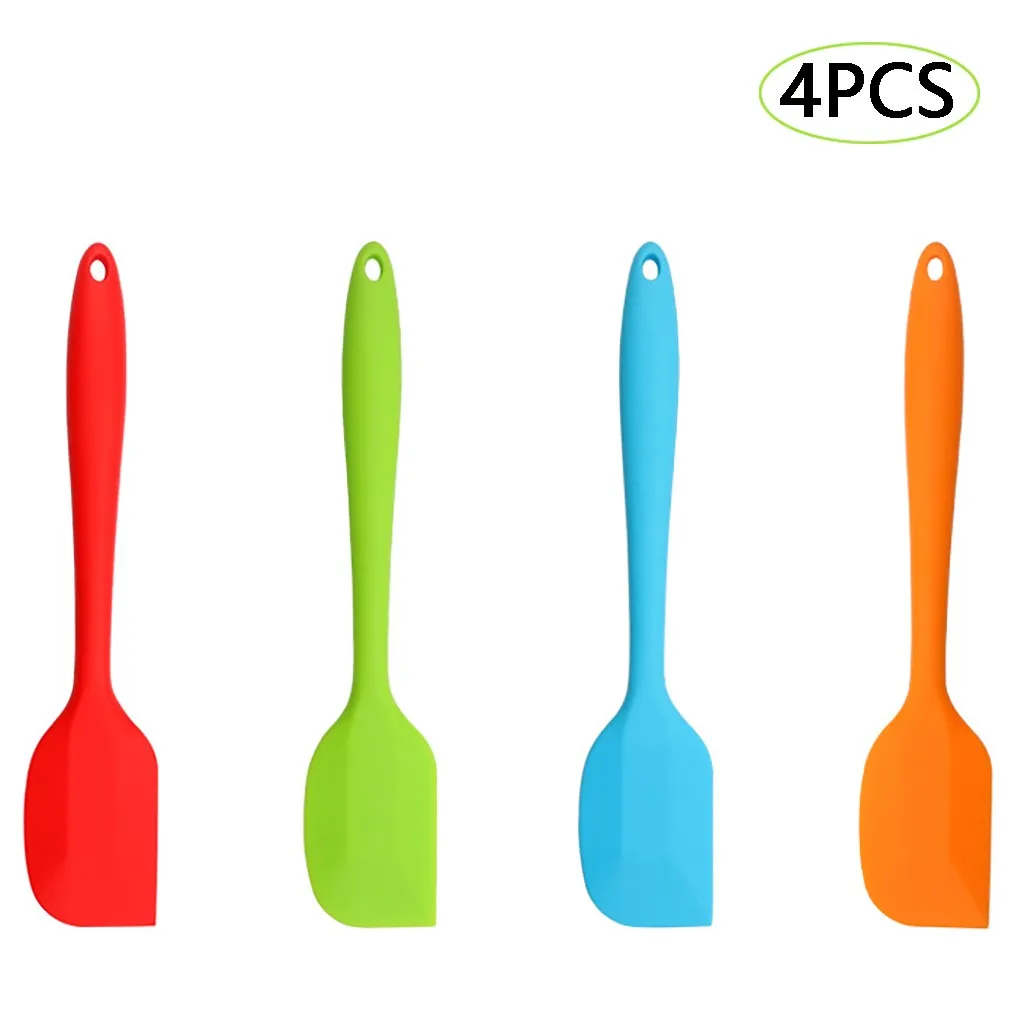  Silicone Dough Scraper Heat Resistant Spatula Non-Stick Flexible Rubber with Metal Spatulas Kitchen