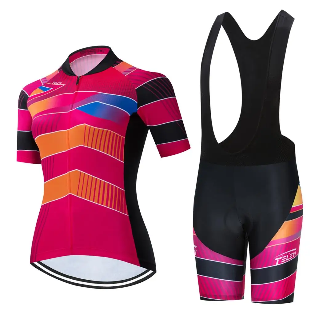 TELEYI Women Cycling Jerseys Sets MTB Bike Clothing Breathable Mountian Bicycle Clothes Summer uniform Wear | Спорт и развлечения