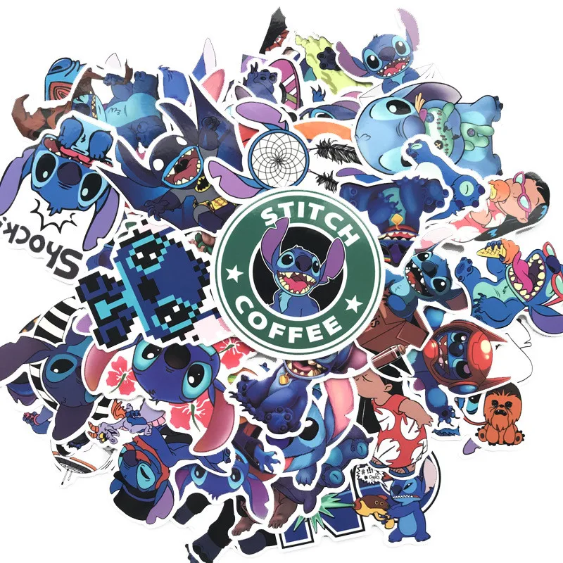 

50 Pcs/lot Norepeat Cartoon Lilo 626 Stitch Jumba DIY PVC Waterproof and Durable Cartoon Trunk Fridge Desk Decorative Stickers