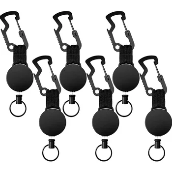

Retractable Key Chain Self Retracting Badge Holder Reel with Belt Clip Key Chain Holder Steel Wire Cord (6)
