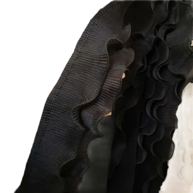 Chiffon Lace Fabric 8CM Wide Modern Pleated Chiffon Elastic Lace Frilly Dress Collar Provide Purified Ribbon 3d Flowers Of Embroidery Diy Crafts lace fabric lace ribbon chiffon fabric lace garment accessories lace sewing supplies chiffon lace fabric lace decoration lace accessories lace sewing accessories clothing accessories