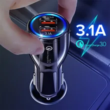 LOVECOM 3.1A 18 Вт автомобильное зарядное устройство Быстрая зарядка 3,0 двойной USB адаптер Быстрая зарядка для iPhone huawei samsung Xiaomi телефон автомобильное зарядное устройство
