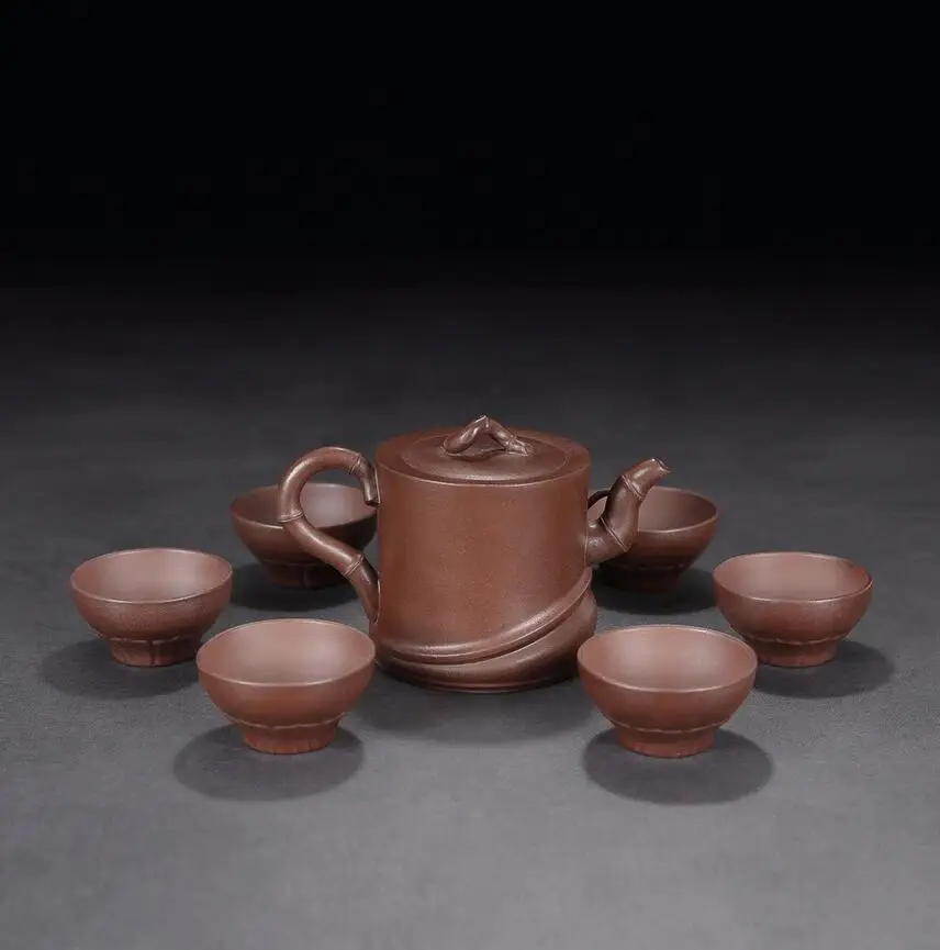 New Yixing Zisha Tea Set Raw ore Zisha Zisha Zhu Kexin Bamboo Rhyme Set