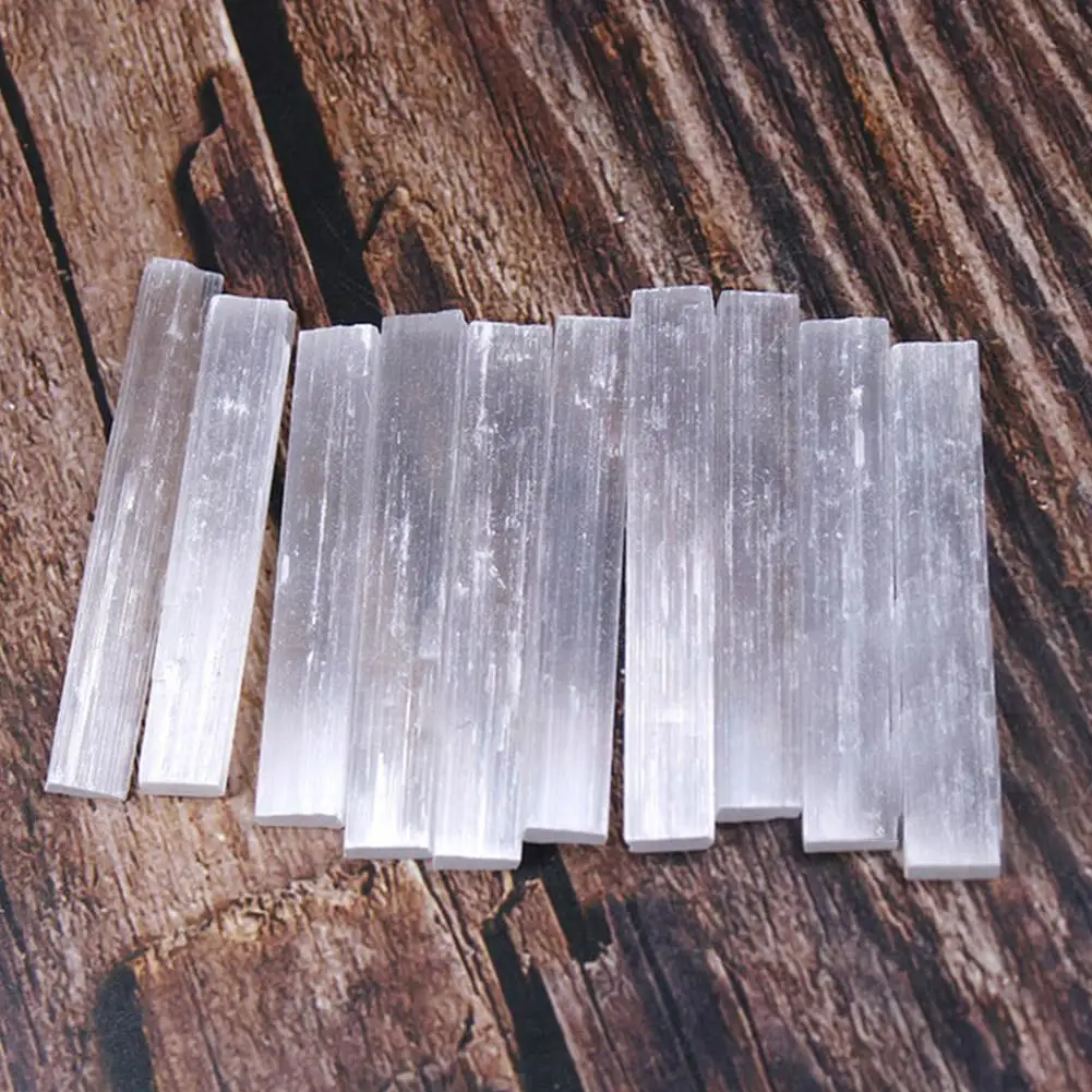 10 Pcs/set Natural Selenite Crystal Bar Chips Plaster Minerals Healing Quartz White Home Crafts Gypsum Stone Grinding Stick W2z2 | Дом и сад