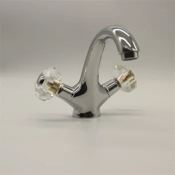 

Basin Faucet Brass Chrome Bathroom Sink Faucet Crystal Ball Double Handle Bathbasin Wash Toilet Cold Hot Mixer Water Tap XT558