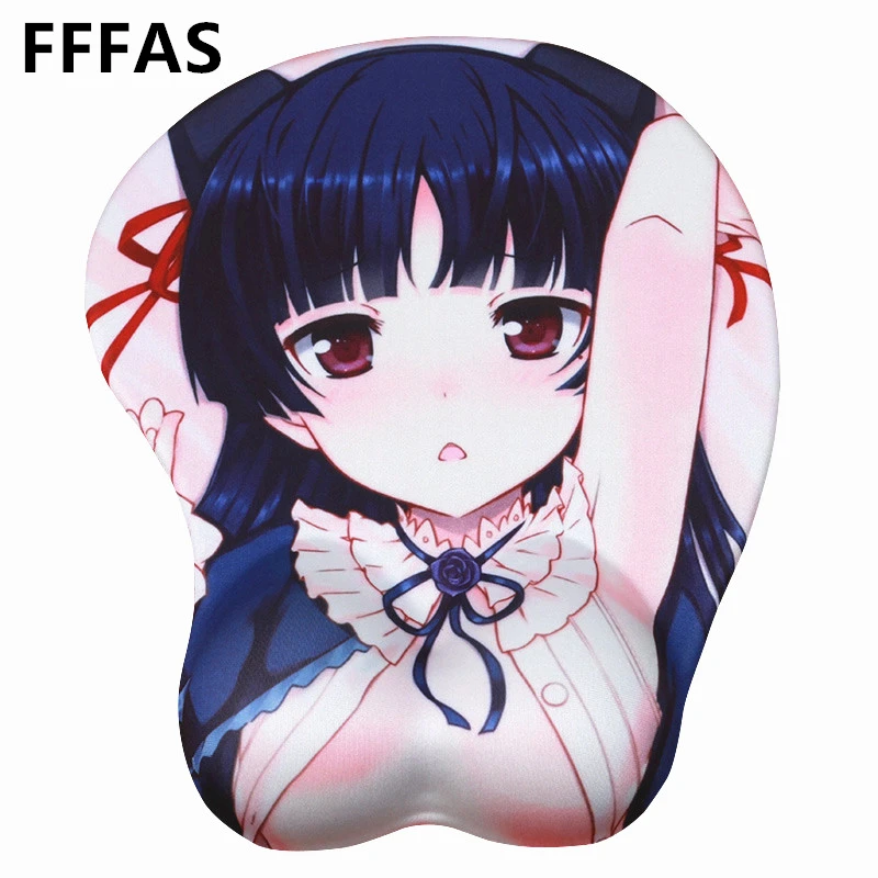 FFFAS 3D грудь сексуальный коврик для мыши силиконовый подставка запястья темно
