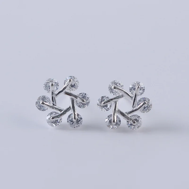 

Fashion Designer Trendy 925 Sterling Silver Earrings Cute Crystal Small Floral Stud Earrings Zirconia Windmill Earring for Women