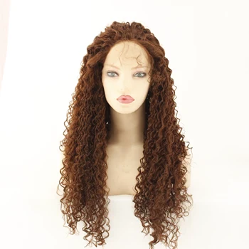 

MRWIG free part long kinky curly density 150% 360g glueless synthetic front lace wig for african american woman