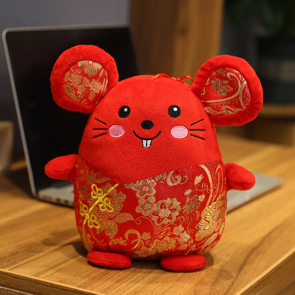 Год талисман крысы кукла мышь из зодиака плюшевая игрушка мягкая кукла высокое качество подвесная deacoration подарок на год для детей - Цвет: red