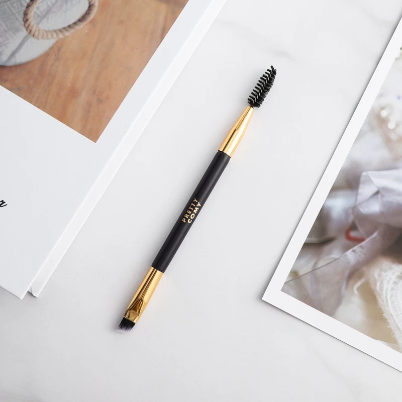 

Double Ended Eyebrow Brush Eyeliner Brush Makeup Brushes Soft Fiber Bristles Wood Handle Eye Make Up Brushes Cosmetics Tool