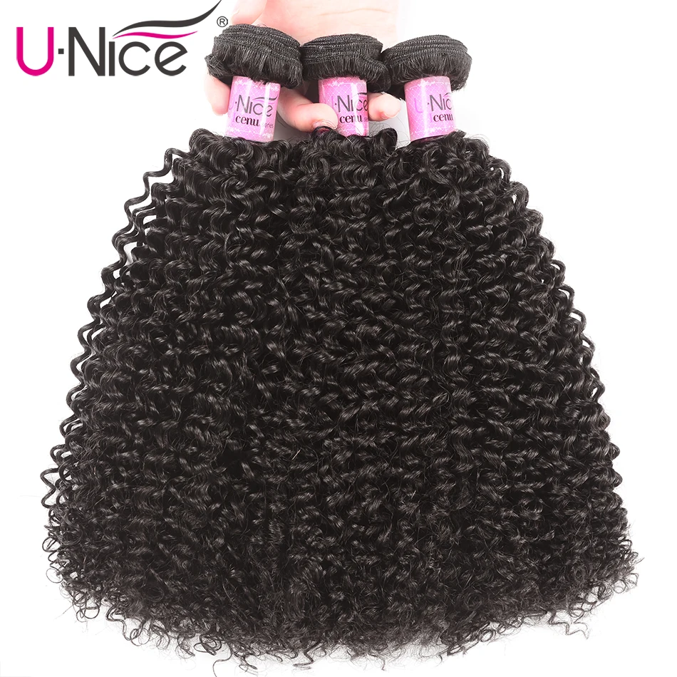 Волосы UNICE, кудрявые вьющиеся волосы, 1 пряди, натуральный цвет, 8-26 дюймов, бразильские волосы, волнистые пряди, человеческие волосы Remy для наращивания