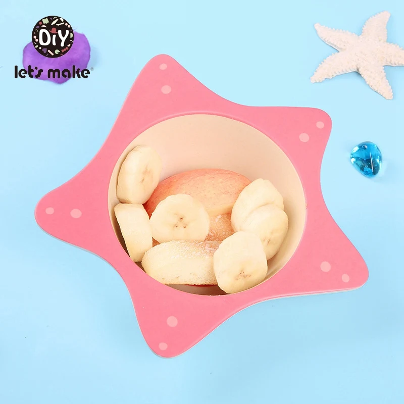 Let's Make Latex Free Children Tableware Cartoon Animal Baby Food Plate Lion Pig Bamboo Tableware For Kid Baby Feeding Bowl Set