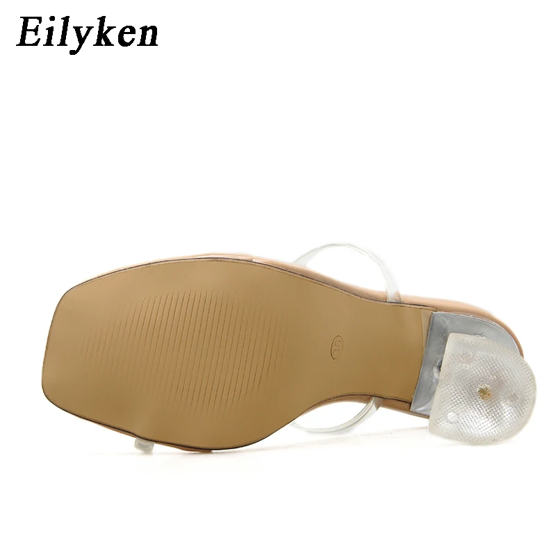 Eilyken, новинка, модный, из ПВХ, прозрачный тапочки с украшением в виде кристаллов из органического материала на высоком каблуке; пикантные женские босоножки; открытый носок; Летние Для женщин для ночного клуба; босоножки женские туфли-лодочки