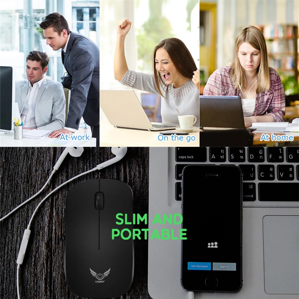 ZERODATE T16 Wireless Mouse USB Receiver Optical Sensor For PC Laptop Tablets