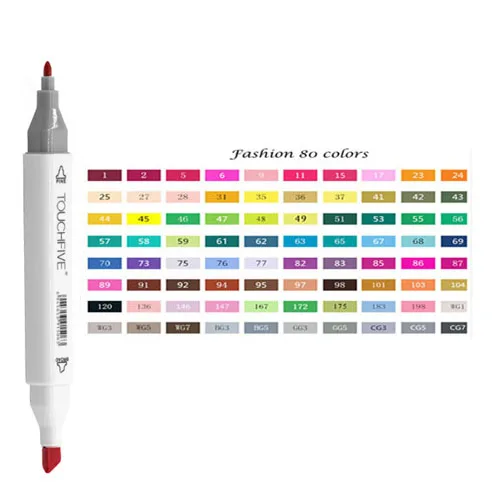 Touchfive профессиональные маркеры с буквами каллиграфия ручка маркеры на спиртовой основе Перманентный маркер 80 цветов для школьных принадлежностей - Цвет: Fashion design W