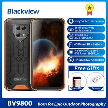 

Blackview BV9800 Helio P70 48MP Rear Camera Smartphone 6.3"FHD Screen IP68 Waterproof Android 9.0 6GB+128GB 6580mAh Mobile Phone