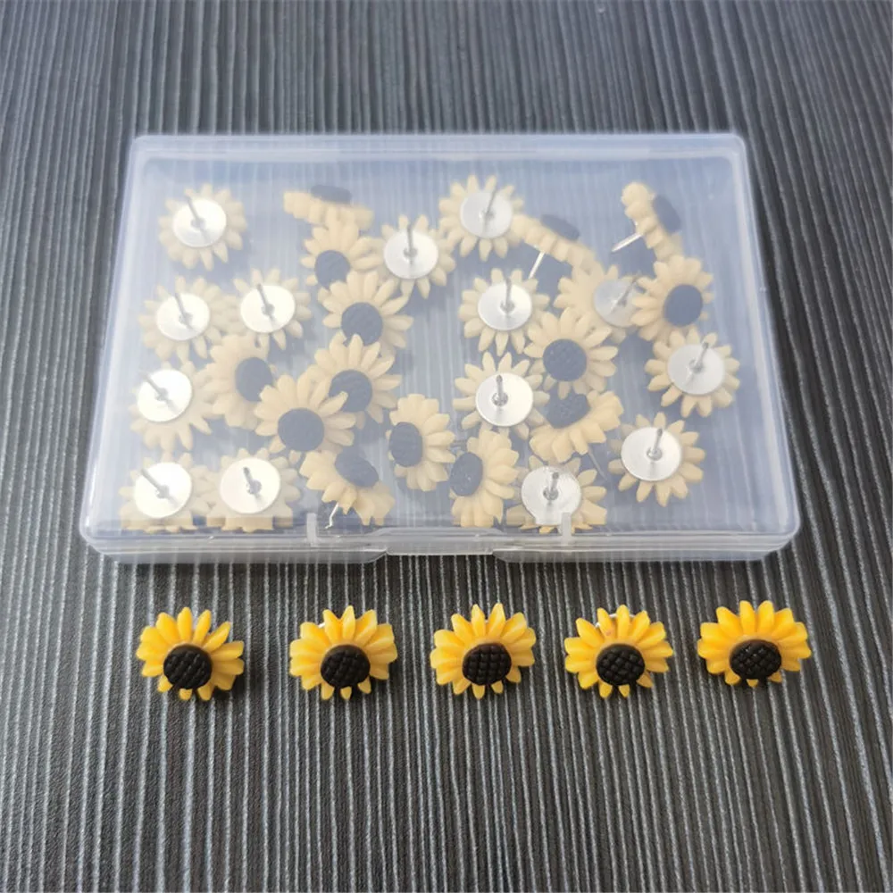 1 Box Thumbtack Sunflower Shape Push Pins Thumb Tacks Decoration Tack Board Bulletin Board Pins Drawing Office Binding Supplies