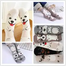 Носки до лодыжки с рисунком милой собачки из хлопка; Новинка; женские повседневные носки с изображением животных Kawaii