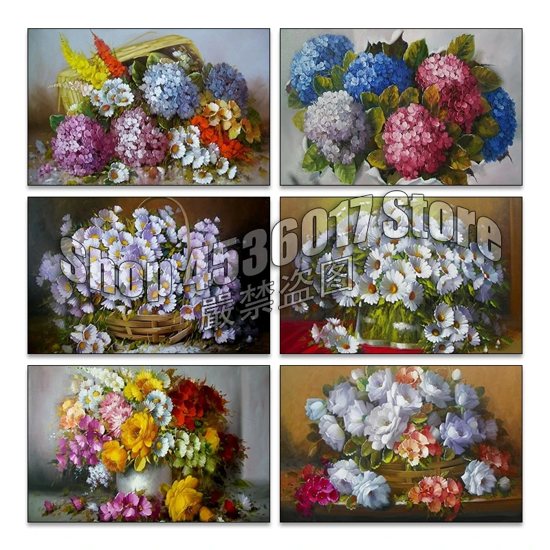 

Алмазная 5d картина с цветами «сделай сам», вышивка крестиком, мозаика гортензии, полноразмерный домашний декор, рождественские подарки, наклейки на стену