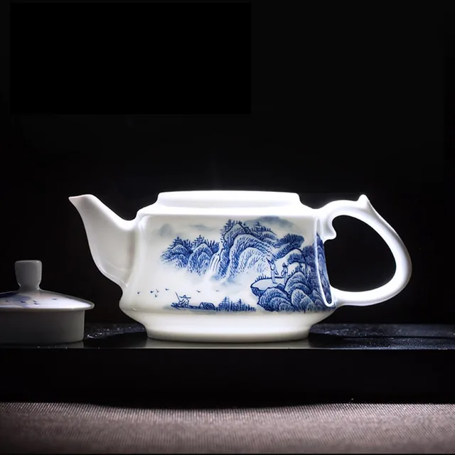 Jingdezhen Kézzel Festett Táj Kerámia Teáskannák Undlaze Kék És Fehér Porcelán Kung Fu Teakészlet Tea Gyártó Teamária - Image 3