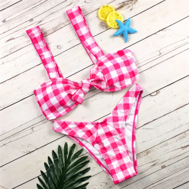 2019 Bikinis Women Swimwear Push Up Bikini Set Swimsuit Top Solid Bottom Print Brazilian Biquini Bathing Suit Swim Wear Beach