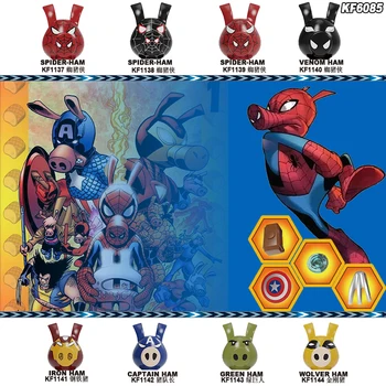

Building Blocks Heroes Spider-Ham Venom Wolver Green Iron Captain -Ham Bricks Toys For Kids KF6085