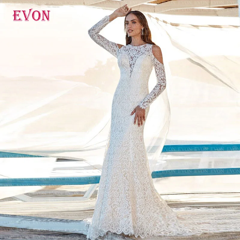 Robe De Mariee винтажное кружевное свадебное платье русалки с круглым вырезом и