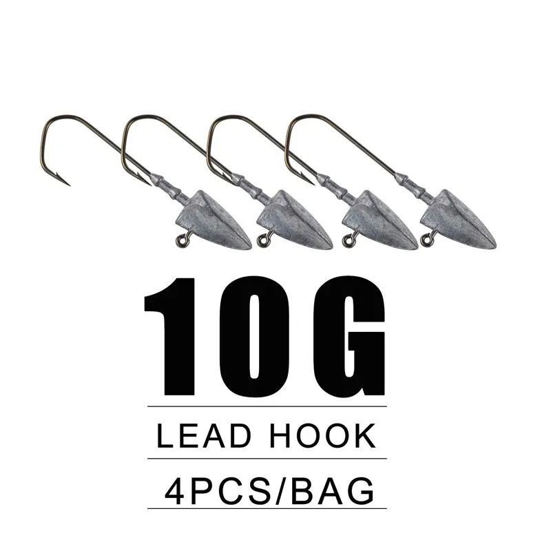 10g-4pcs 4 шт., Мягкая приманка, крючок, 3,5 г, 5 г, 7 г, 10 г, 14 г, 20 г, свинцовые рыболовные крючки, свинцовая приманка, жесткая приманка, Мягкая приманка в виде червей, Аксессуары для рыбалки - Цвет: 10g-4pcs