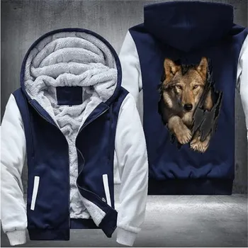 

Wolf 3D Fleece Mens Winter Hoodies Male 2020 New Fashoin Casual Sweatshirts Hooded Zipper Warm Sportswear Thicken Warm Outwear
