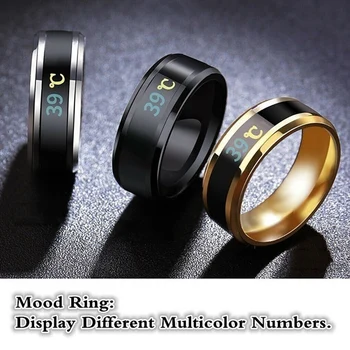

1 Pc Fashion Display Sensing Change Jewelry Creative Temperature Measurement Ring Intelligent Thermometer Unisex Holiday Gift