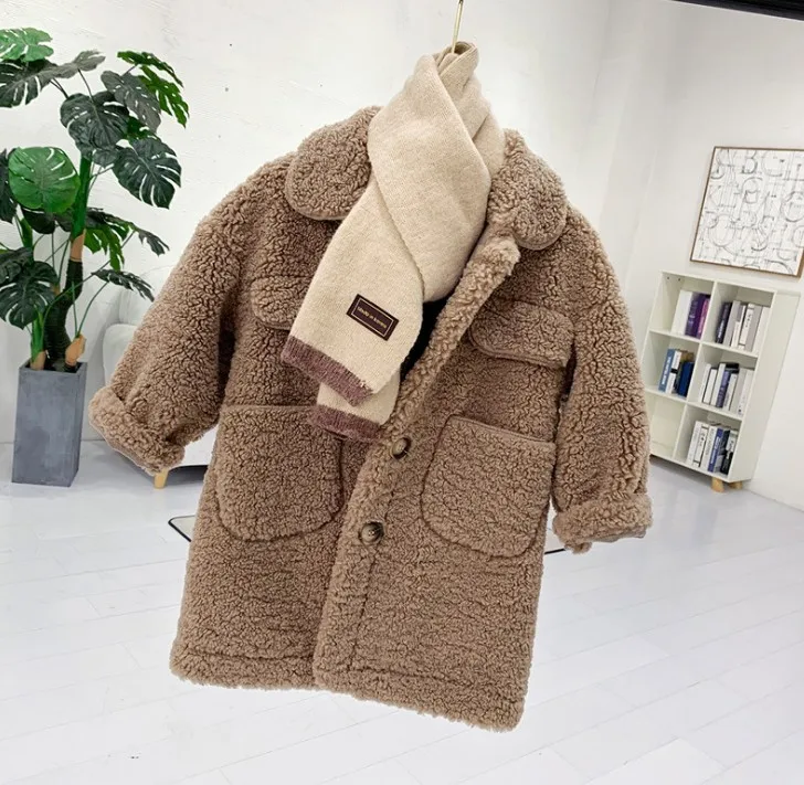 only coat 90 до 140 см Новинка г. Зимнее пальто из овечьей шерсти Красивая плотная теплая куртка для мальчиков 1 шт., теплое плотное зимнее пальто для мальчиков - Цвет: only coat