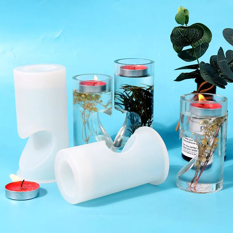 Resin Candle Tealight Holder Mold Silicone Epoxy mold Cylindrical love