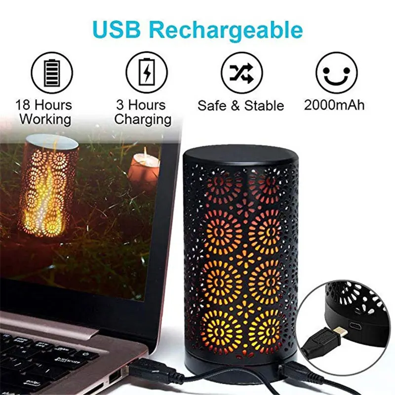 BRELONG декоративный пламенный свет мигающий шарик, USB перезаряжаемые Водонепроницаемые светодиодные мигающий винтажный Фонарь Свеча Свет 1