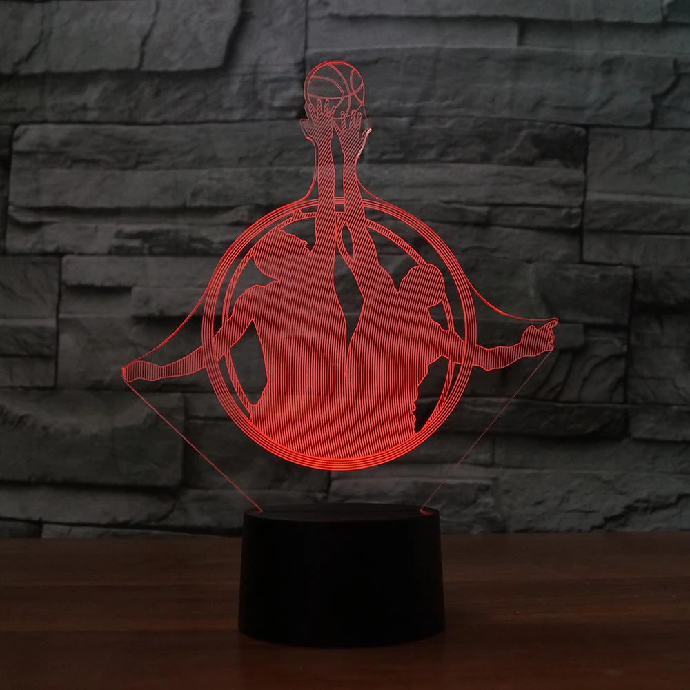 [Семь Неоновые] Баскетбол модные мяч акриловые 7 Цвета настольная лампа 3D светодиодный светильник Ночной светильник Тысячелетний сокол светильник