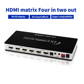 

HDMI 4 Input 2 Output EDID Switch Dual Audio Separation HD Matrix 1080P HDMI Matrix Converter Adapter with Remote Control
