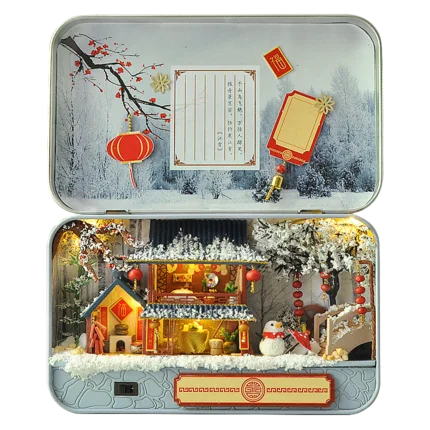Рождественские подарки Diy коробка Кукольный дом игрушки для детей мебель миниатюрный деревянный Miniaturas кукольный домик подарки на день рождения - Цвет: TH8