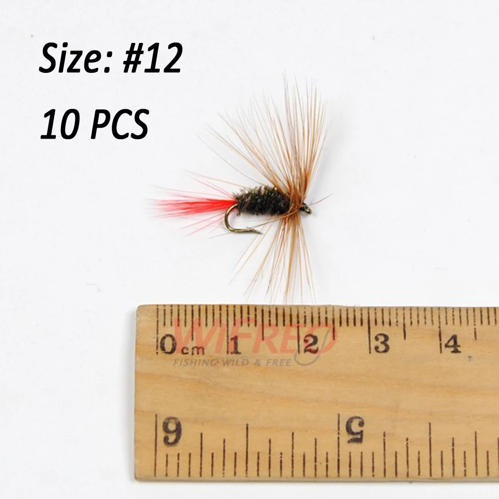 Wifreo 10 шт. Олива Нимфа Mayfly для рыбалки форели сухой крючок Мухи Размер 12 с