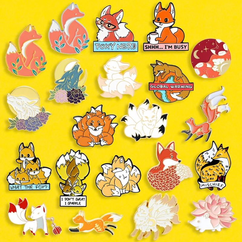 Forest Garden Enamel Pin Custom Hedgehog Fox Bear Brooch Bag Lapel Cartoon High Quality Collection Badge Jewelry Gift Metal Pins | Украшения