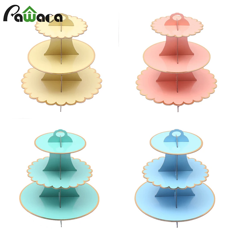 

3 Tiers DIY Paper Cupcake Stand Kit Dessert Candy Storage Holder Rack Wedding Birthday Party Cake Display Catering Serving Tools