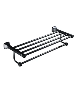 

Non Perforated Towel Rack Space Aluminum Toilet Shelf Black Bathroom Hardware Pendant Bathroom Towel Rack