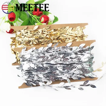 

30m Gold Silver Artificial Leaf Leaves Trim Ribbon for DIY Gift Wrapping Bridal Shower Party Home Decor Craft Scrapbook Decor
