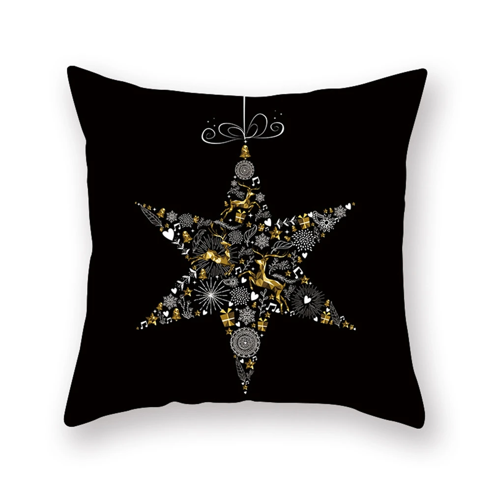 Черный золотой фольгированный льняной чехол для подушки лист Цветы подушка с геометрическим узором(алмаз) чехол для домашнего стула дивана декоративные подушки для Рождества