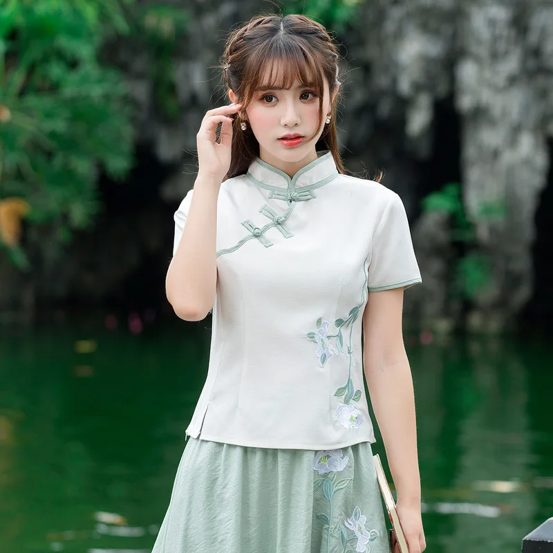 jummarron 2020 summer short-sleeved shirt women's clothing Chinese style national style plus size tops Suit tops - 4.00062E+12