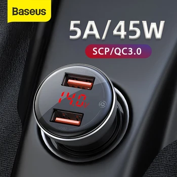

Baseus Dual USB Car Charger 45W Cigarette Lighter Support SCP QC3.0 Fast Charging For Mobile Phone Auto Charger Accessories
