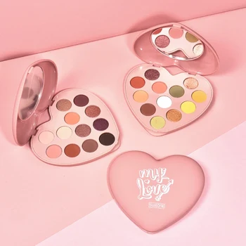 

12 Colors Professional Shimmer Glitter Nude Eyeshadow Palette Pigments Long-lasting Waterproof Heart Eye shadow Makeup Palette