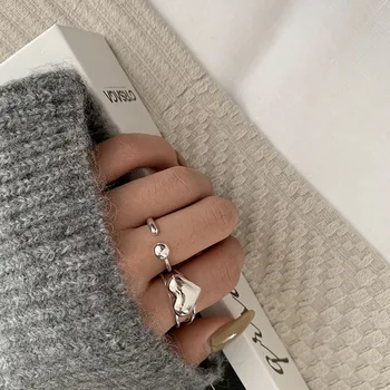 

925 Sterling Silver Smooth Love Heart Ring High Polish Round Ball Open Finger Ring For Women New Fashion Gifts S-R655