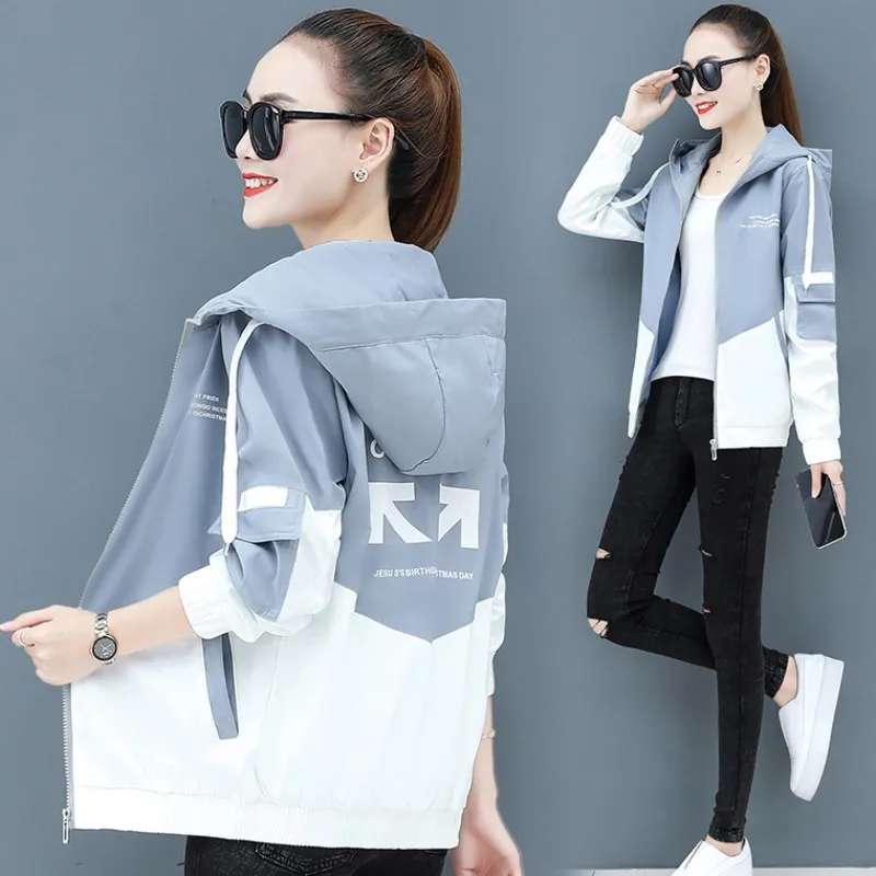 2022 New Autumn Women\'s Jackets Causal Hooded Windbreaker Famale Basic Coat Zipper Lightweight Jacket Outwear