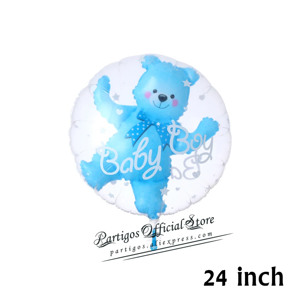 24 дюйма для маленьких мальчиков/с изображением девочки и медведя пузырь воздушные шары розовый пузырь медведя Фольга медведь клипсы для воздушных шаров, хороший подарок на день рождения, декор для детей игрушки шар в виде шара - Цвет: 24 inch blue bear